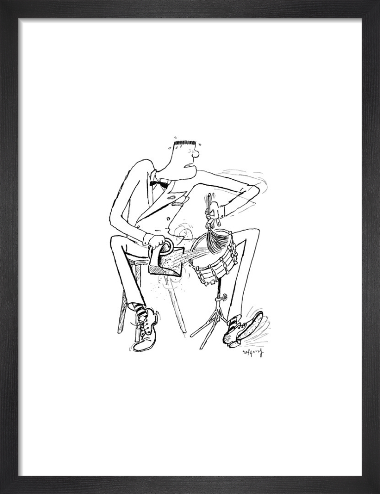 Jazz Drummer with Dustpan and Brush