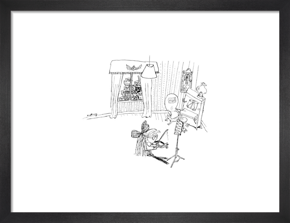 Little Girl with Violin and Cat Audience