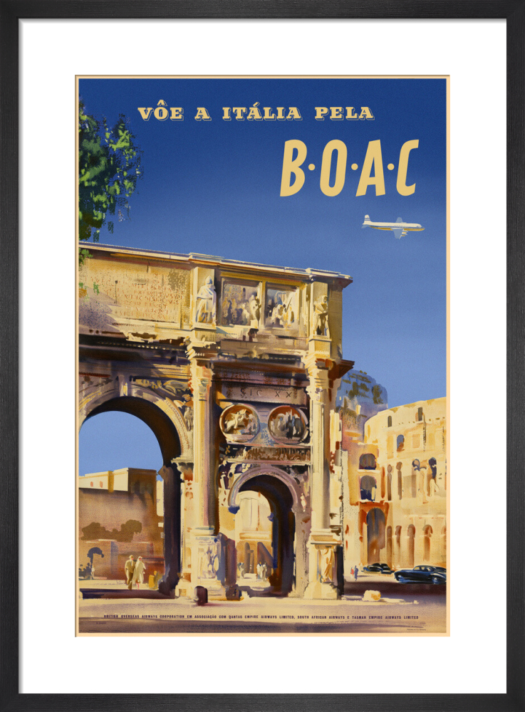Italy, Fly by B.O.A.C., 1950s. [Arco di Costantino &amp;, Colosseo Rome]