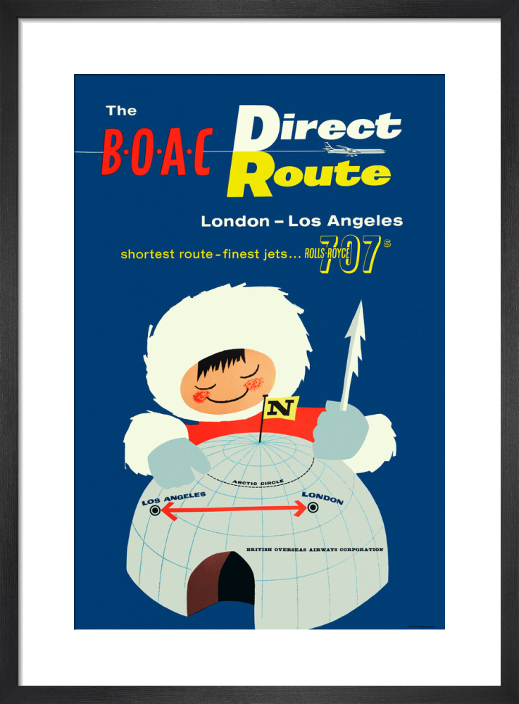 The B.O.A.C Direct Route London - Los Angeles. [Arctic Circle] [Rolls Royce 707]